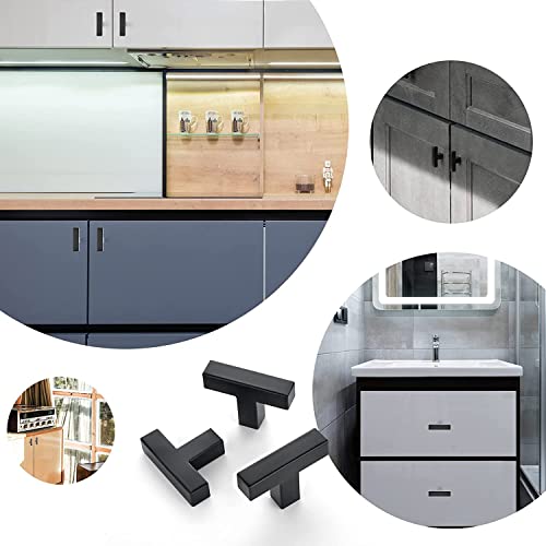 Ravinte 10 Pack Black Square Bar Cabinet Knobs 2 Inch Kitchen Handles | Single Hole, Stainless Steel, Easy Install, Screws Included, Rust-Resistant, Kitchen, Bathroom, Drawers, Cabinets - color: Black