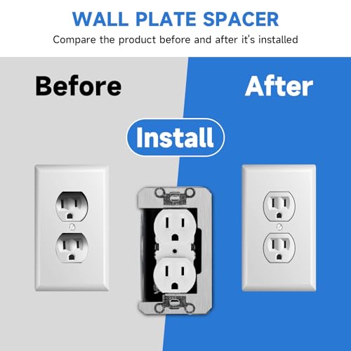 20 Pcs Wall Plate Spacer,Spacers for Electrical Outlets, Metal Flush Fit Device Leveling Plates for Electrical Outlet Repair, Fix Loose Outlets and Electrical Boxes - style: 20PCS