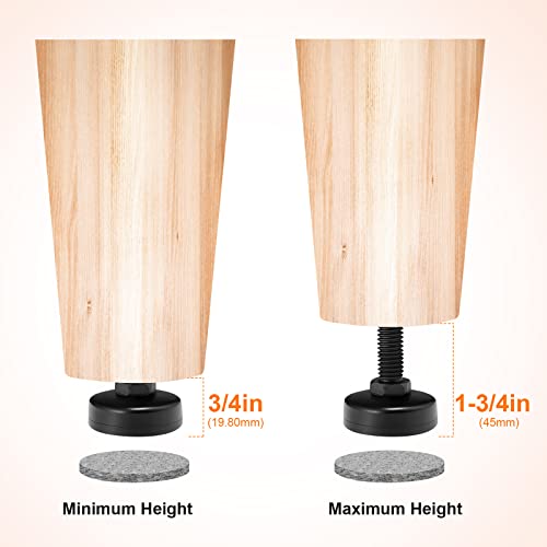 NANMOTUE Leveling Feet Adjustable Furniture Feet, 3/8'' UNC Thread Furniture Levelers, Adjustable Leveling Feet for Table Chairs Cabinets Sofa Raiser, 4PCS Table Leg Levelers - color: 4 Set