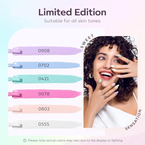 modelones Pink Gel Nail Polish Set 6 Colors, Hot Neon Light Dark Milk Pink - color: B Buzzy Pastel