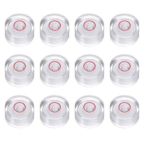 HARFINGTON 12pcs Circular Bubble Spirit Level 15x8mm Mini Round Bubble Spirit Level Little Measuring Layout Tools for TV Industrial Carpentry Picture Frame, White/Red - color: White/Red, size: 15x8mm