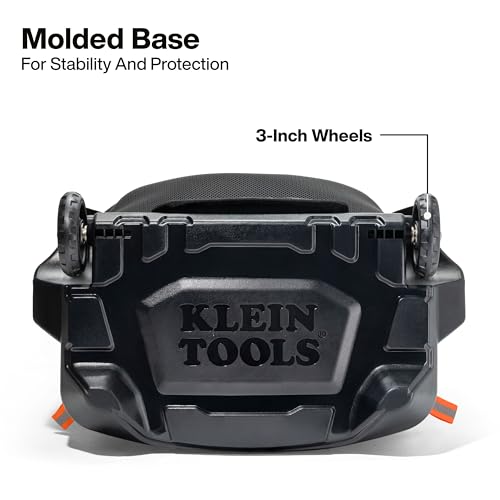 Klein Tools 55604 Rolling Tool Backpack, Tool Bag with 28 Pockets, Heavy Duty Retractable Handle, Large Storage Interior, 3-Inch Wheels - size: Rolling Tool Backpack