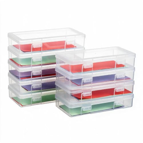 novelinks Small Plastic Storage Containers with Lids and Clear Pencil Box - color: 9 Pack Medium -Clear