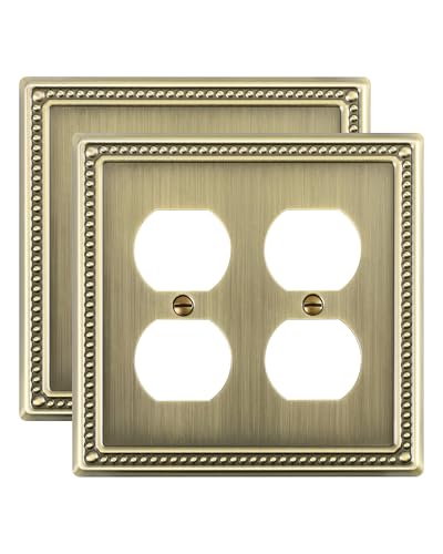 2-Pack Double Duplex Outlet Cover, Antique Brass - size: Double Duplex 2PK