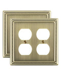 2-Pack Double Duplex Outlet Cover, Antique Brass - size: Double Duplex 2PK