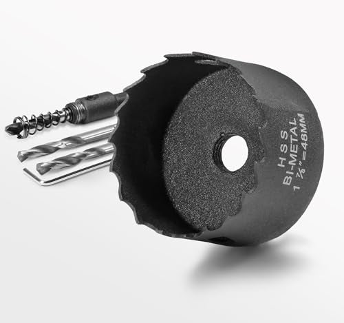 1-7/8 Inch Hole Saw with 9.1mm Triangle Shank Arbor, JTemgle Bi-Metal Hole Saw Heavy Duty Hole Cutting Tool for Cornhole Boards, Recessed Lights, Wood, Plastic, Drywall & Soft Metal - size: 1-7/8"