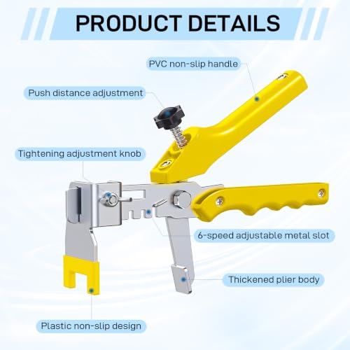 Tile Leveling System with Tile Plier And Rubber Mallet,800 Piece Tile Spacers Clips And 200 Piece Reusable Wedges,Tile Tools Set for Stone Installation(1/8 Inch Tile Spacers)