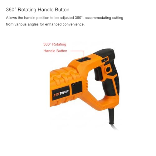7Amp Reciprocating Saw, 360° Handle 6 Variable Speed 5 Saw Blades