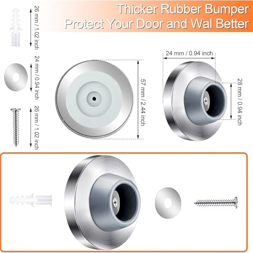 Blulu 4 Pcs Door Stopper Wall Bumper Flush Mount Protector,Silver - color: Silver