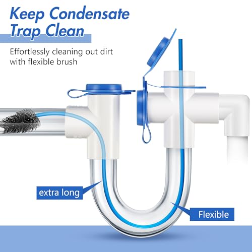 3 Pcs Condensate Trap Flexible Drain Brush, 48 Inch AC Drain Line Cleaning Brush for AC & HAVC Condensate P Trap, Blue - color: Blue, size: 48 Inch