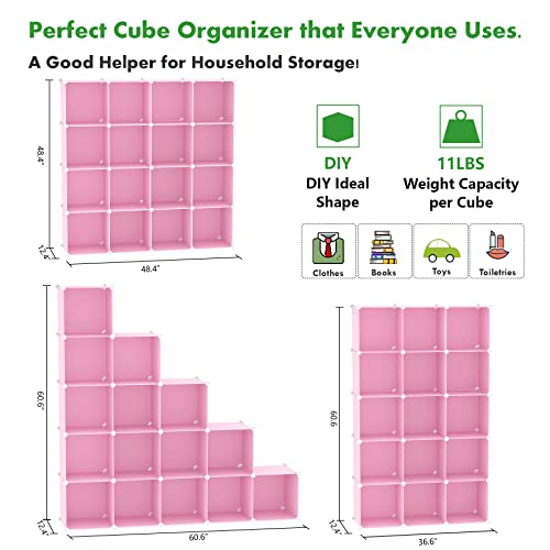 C&AHOME 16 Cube Storage Organizer Cube Shelves Units Storage Cubes, Pink - color: Pink