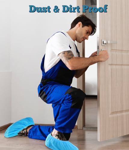 XL Non-Slip Disposable Shoe Covers for Indoors 50 Pack Blue, Fits Men’s US 13 - color: Blue 50 Pcs (Xl)