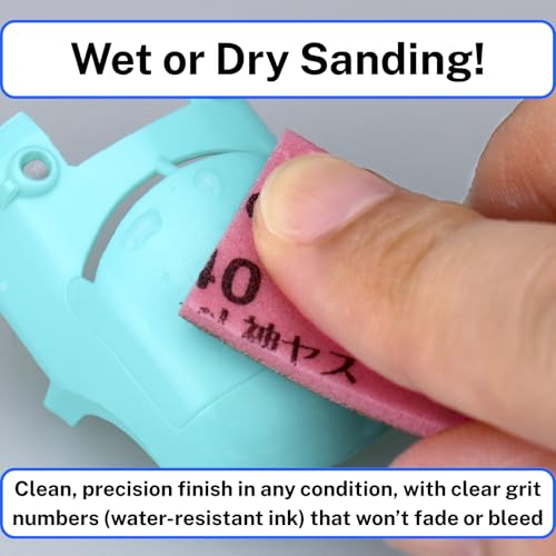 GodHand Kamiyasu Sanding Sponge 2mm Assortment Set 120-10000 Grit, Wet Dry Sanding Pads Coarse Medium Fine Waterproof Washable Reusable Pack for Plastic Models 15 Pieces