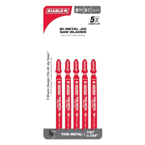 Diablo Bi-Metal Jig Saw Blades - 3-5/8" Length, 30 TPI, 5-Pack