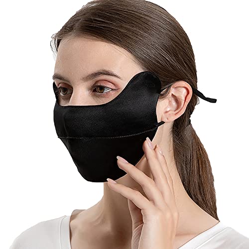 100% Mulberry Silk Lightweight Breathable Face Mouth Mask Cover Sunscreen Wind Against Dust Washed Reusable - color: Color#2
