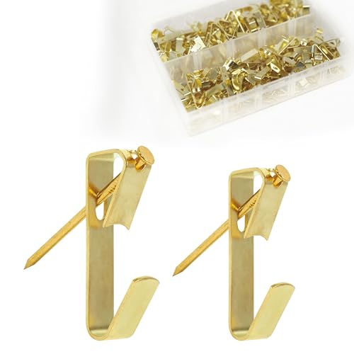 Picture Hangers,20-30lbs Small Picture Hanging Kit ，248pcs Golden Picture Hanging Hooks，Picture Hooks Hardware for Picture Frame, Portraits ，Photo，Plant - size: 20-30lb