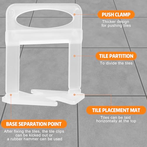 DGSL Tile Leveling System, 2000-Piece 1/16" Tile Spacers Clips Tile Tools | Tile Installation Tools for Ceramic Tile and Stone Installation, Tile Leveling Clips Helps DIY and Professional Tile Layer - size: 1/16*2000