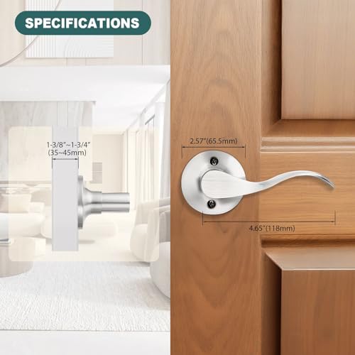 GOBEKOR 6 Pack Half Dummy Door Handles Satin Nickel Right-Handed Levers Interior Non-Turning Door Lever Wave Dummy Lever Closet Door Handle - size: Right-Handed Dummy Lever