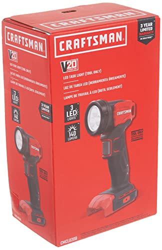 CRAFTSMAN V20 LED Work Light, Cordless Handheld Rechargeable Flashlight, Pivoting Head, 140 Lumens, Battery Not Included (CMCL020B) - style: Task Light