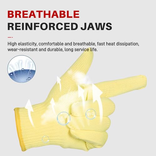 Heat Cut Resistant Gloves, Kevlar Oven Gloves with Fingers, Thick Knit Design, Machine Washable - Grill Mitts for Men & Women (L) - size: 1pc-Large, style: Aramid