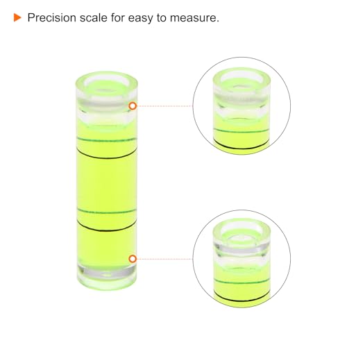 HARFINGTON 6pcs Small Cylindrical Bubble Level Vials 10x35mm PMMA Mini Horizontal Bubble Spirit Level Measuring Layout Tools for RV TV Picture Frame Hanging Tool Leveler - size: 10x35mm
