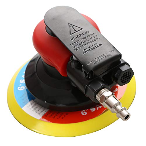 Professional Air Random Orbital Sander, Heavy Duty Dual Action Pneumatic Palm Sander (6 inch, Red) - color: Red, size: 6 inch