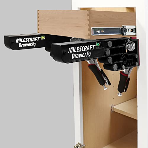 Milescraft 1341 Drawer Jig - Reversible Jigs for Easy Drawer Installation, Built in level, Non-Marring Rubber Protects Cabinets