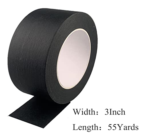 Black Wide Masking Tape, 3 Inch X 55 Yards - color: Black, size: 3 Inch X 55 Yard