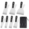 weiwei Carbon Stainless Steel Putty Knife Set, 7 PCS Spackle Knife with Storage Bag Sturdy Putty Scraper Knives Drywall Tools for Craftsman Wall Paint Repair Smoothing (1", 1.5", 2", 2.5", 3", 4", 5")