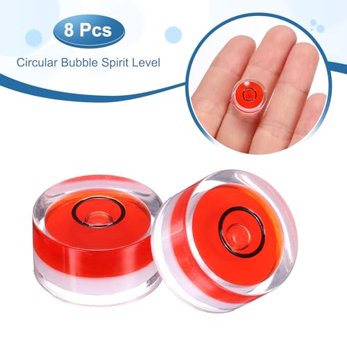 HARFINGTON 8pcs Circular Bubble Spirit Level 15x8mm Mini Round Bubble Spirit Level Little Measuring Layout Tools for TV Industrial Carpentry Picture Frame, Red/Black - color: Red/Black, size: 15x8mm