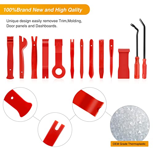 GOOACC Nylon Bumper Fastener Rivet Clips Car Clip Panel Audio Video Dashboard Dismantle Kits Installer Removal Tool (13PCS Trim Removal Tool Set) - color: Red, size: 13Pcs
