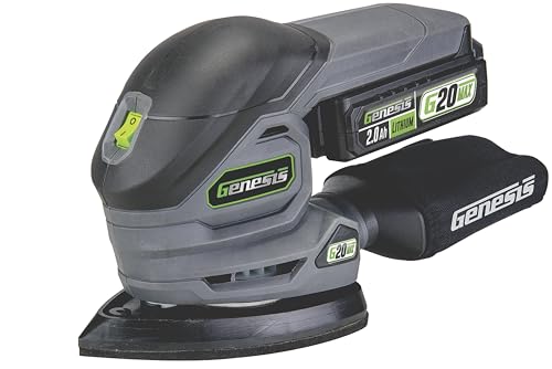 Genesis Cordless Detail Sander 20V G20MAX with Dust Bag, Sandpapers, Battery, and Charger - style: Cordless Detail Sander