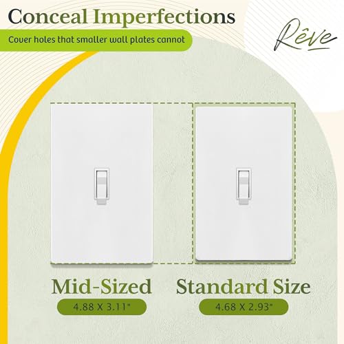 TG Mid-Size Screwless Toggle Light Switch Cover Plate, 1 Pack, White - color: White, size: 1 Gang