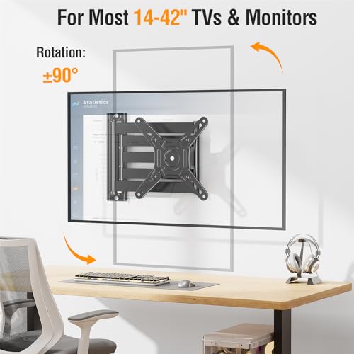 ELIVED Long Arm TV Mount for 14-42" TVs Monitors, Max VESA 200x200 - size: 5 Arms: 29.5"