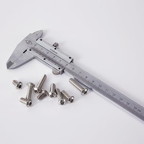 M6 x 10mm 14mm 18mm 20mm 25mm Button Head Socket Cap Screws Bolts, Stainless Steel 304, Metric Allen Hex Drive, Bright Finish, Fully Threaded, Assortment Kit 50PCS - size: Button M6x10-25 mm