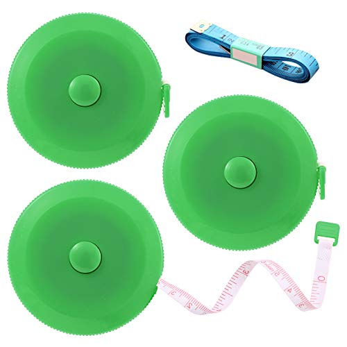Measuring Tape Retractable, 60 Inch Soft Fabric Tape Measure for Body, Push Button Sewing Measurement Tape for Cloth Waist(3 Pack/Green) - color: Green