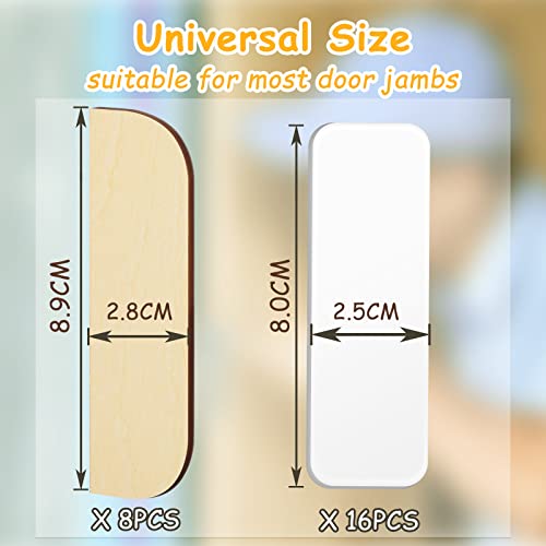 Taiyin 8 Pack 3.5 Inch Hinge Repair Wooden Plate Door Hole Cover Plate Wooden Hinge Filler Wood Repair Kit Kitchen Cabinet Hinges Cabinet Door Blanks with Double Sided Tapes