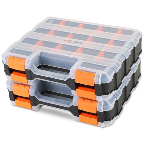 Small Parts Organizer Storage Case Tools Box 34-Compartments - color: Orange