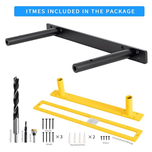 16'' Heavy-Duty Hidden Floating Shelf Bracket – 210 LBS Max Load (Mounted on Studs), Floating Mantel Bracket for Fireplace & Wall Shelves, Includes Premium Installation Kit（16 inch Brackets） - size: 16 Inch - With Drilling Kit + Router Kit