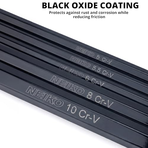 NEIKO 01100A Metric Allen Wrench Set, 13 Piece Ball End Hex Key Set, Long Allen Keys 1.27mm to 10mm Hex Wrench Set for Bike Bicycle Repair, Black Oxide Chrome Vanadium, Hanging Storage Case - size: Metric - 13pc