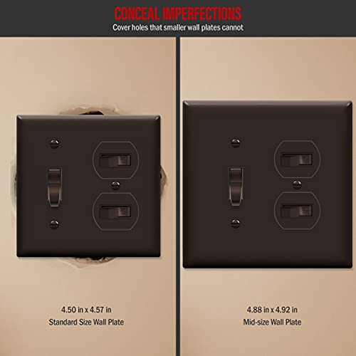 ENERLITES 2-Gang Toggle/Duplex Combination Wall Plate, Brown - color: Brown, size: Mid-Size