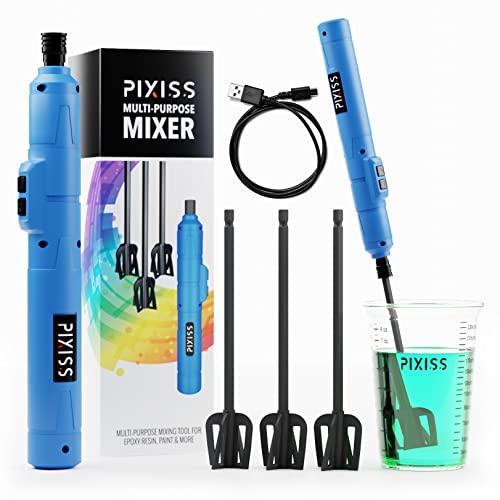 Epoxy Mixer Resin Mixer - Rechargeable Battery Electric Handheld Mixer for Resin Accessories, Epoxy Stirrer for Resin, Silicone Resin Molds Mixing, Epoxy Molds, DIY Crafts Tumblers, 3 Included Paddles