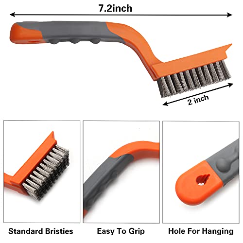 MAXMAN Wire Brush Set 3Pcs, Brass/Steel/Nylon Bristles, Rust &Paint Remover