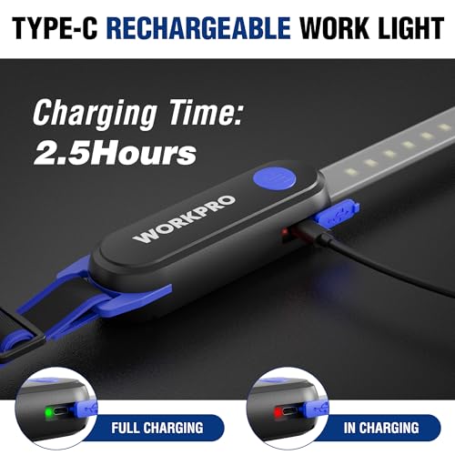 WORKPRO Rechargeable Underhood Work Light, 25" Foldable Magnetic Light Bar