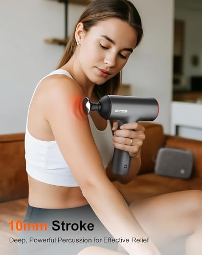 arboleaf Thermal Massage Gun Deep Tissue with Heat 6 Replacements | Handheld Muscle Percussion Massager with Full-Metal Head, For Athletes Pain Relief, Relax, Gifts for Men and Women - color: Black