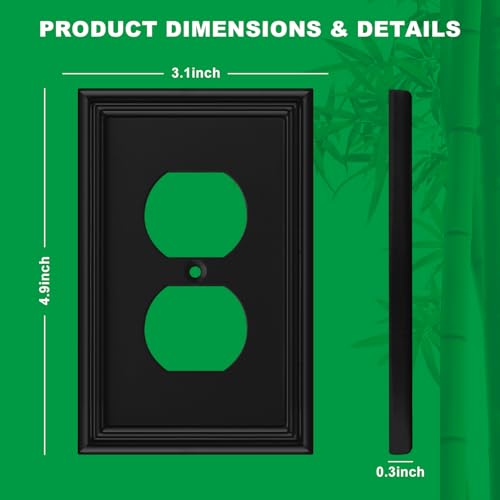 Matte Black Decorative Outlet Covers Wall Plates - 4 Pack - size: 1 Duplex 4 Pack
