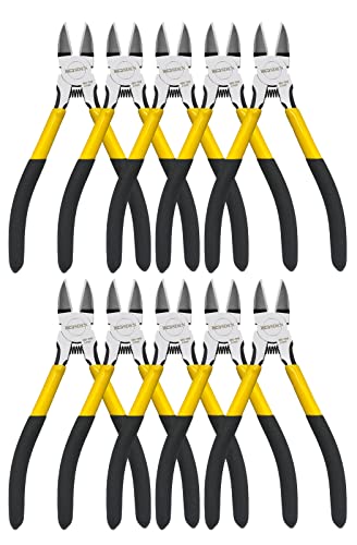 BOOSDEN Wire Cutter 6.5 inch Cutting Pliers Diagonal Cutter Snipper 10 Pack - size: 6.5"- 10 Pack