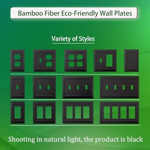 Classic Architecture Wall Plates,Light Switch covers, Electrical Outlet Covers, Duplex receptacle wall plates,Mid Size Bamboo Fiber Material Switch plates Matte Black (3 Gang Decorator 1PK) - style: 3 Gang Decorator 1PK