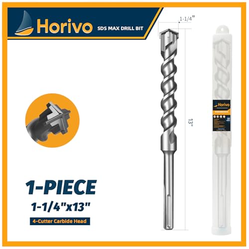 1-1/4" x 13" (340mm) SDS Max Concrete Drill Bit, 4-Cutter Cross-Head Heavy-Duty Masonry Bit with Extended Length Design for Deep Drilling, Upgraded Tempered for Stone & Brick - size: 1-1/4" x 13" (340mm)