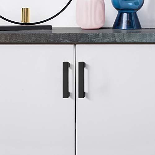 KNOBWELL 6 Pack 2-1/2" Black Cabinet Pulls, Stainless Steel Kitchen Cabinet Pull and Handles, Dresser Drawer Pulls, Hole Centers 2.5 inch, Overall Length 2-9/10 inch - color: Matte Black, size: Hole Center:2-1/2 inch(64mm)